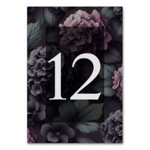 Black and Purple Moody Floral Table Number
