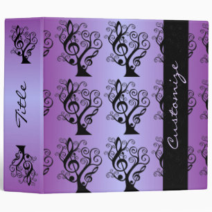 Black and Purple Music Treble Clef Tree Binder