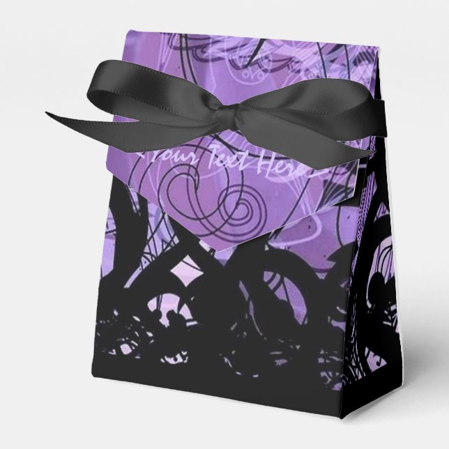 Black and Purple Pattern Personalized Favour Box (Front Side)
