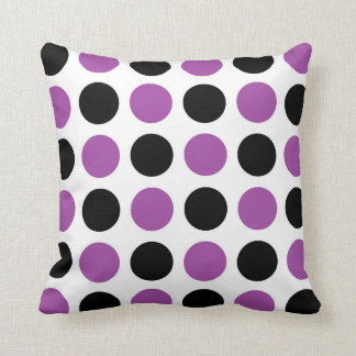 Black and Purple Polka Dots Throw Pillow
