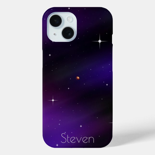 Black and Purple Spacescape Art with Your Name Case-Mate iPhone Case (Back)