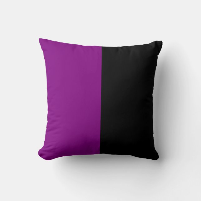 Black and Purple Split Colour Throw Pillow (Front)
