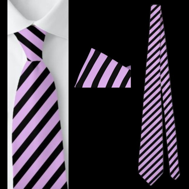Black And Purple Striped Abstract Pattern Neck Tie (Creator Uploaded)
