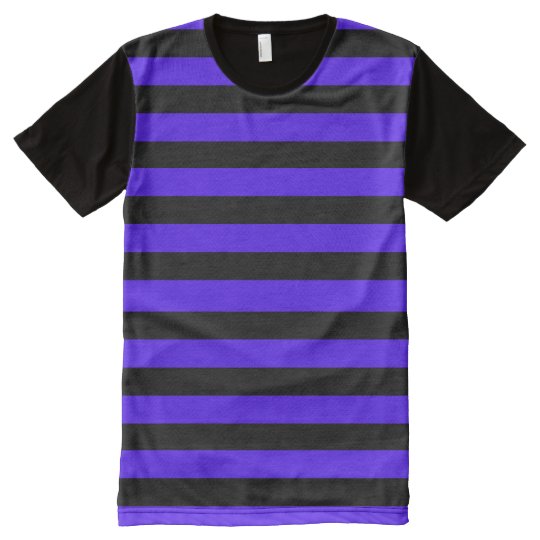 Black and Purple Striped All-Over-Print T-Shirt