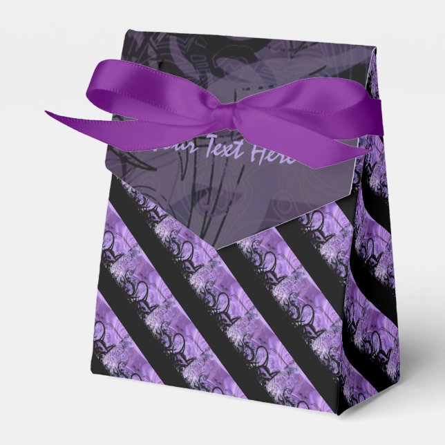 Black and Purple Striped Pattern Favour Box (Front Side)