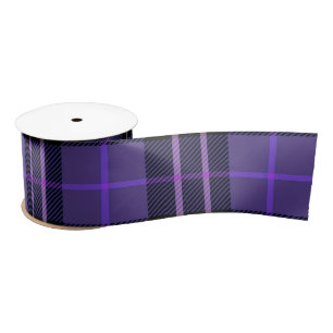 Black and Purple Tartan Plaid Satin Ribbon