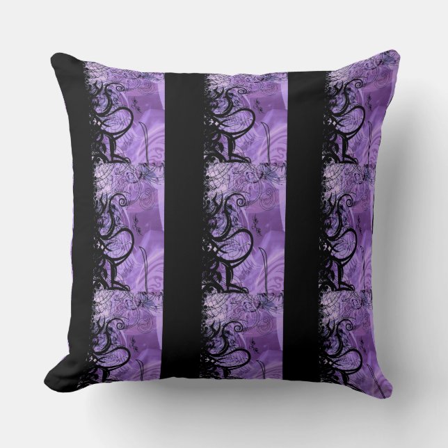 Black and Purple Tiled Pattern Throw Pillow (Front)