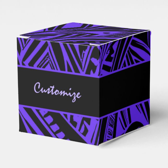 Black And Purple Tribal Abstract Cube Favor Box (Front Side)