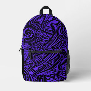 Black And Purple Tribal Abstract Printed Backpack