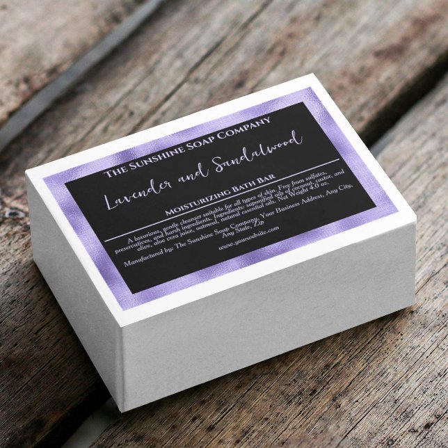 Black and purple waterproof soap box label (Creator Uploaded)