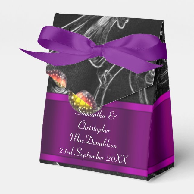 Black and purple wedding favor box (Front Side)