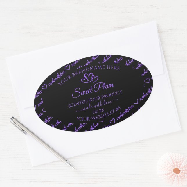 Black and Purple Words Cloud Product Labels Hearts (Envelope)