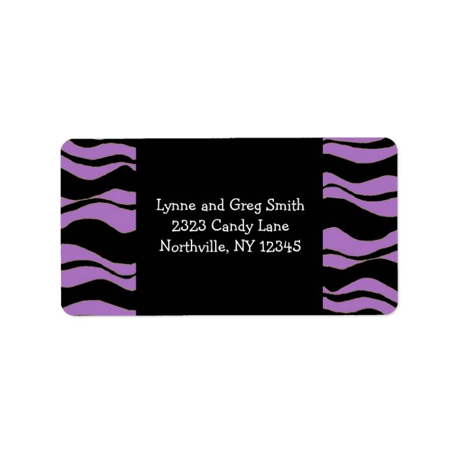 Black and Purple Zebra Pattern Label (Front)