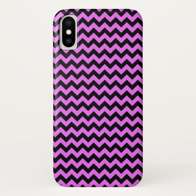 Black and Purple Zig Zag Chevron Case-Mate iPhone Case (Back)