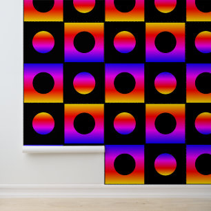 Black and Rainbow Colours Checked Dots Art Pattern Wallpaper