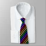 Black and Rainbow Stripes Tie<br><div class="desc">A cool party tie featuring black and rainbow colored stripes.</div>