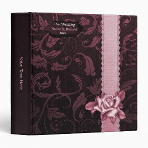 Black and Raspberry Damask  Photo Album Planner Binder
