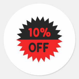 Black and Red 10 Percent Off Classic Round Sticker