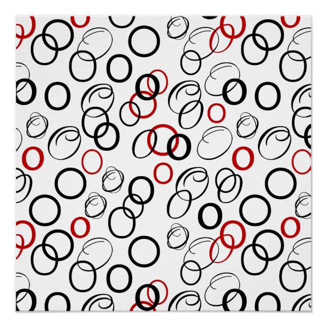Black and Red Abstract Circle Pattern Poster (Front)