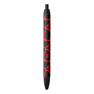 Black and red abstract giraffe pattern black ink pen