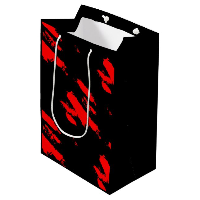 Black and Red Abstract Medium Gift Bag (Front Angled)