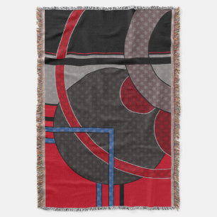 Black and red, abstract, painting, geometric throw blanket