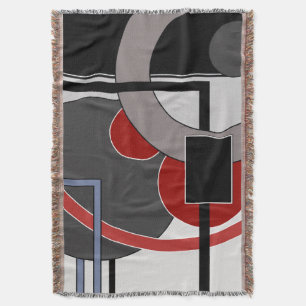 Black and red, abstract, painting, geometric throw blanket