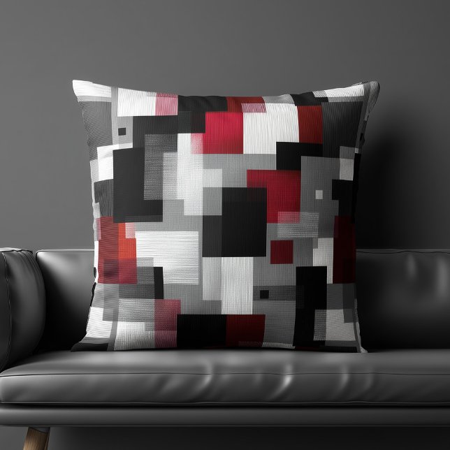 Black and Red Abstract Pattern Throw Pillow (Creator Uploaded)