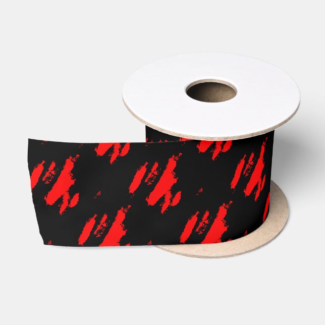 Black and Red Abstract Satin Ribbon (Spool)