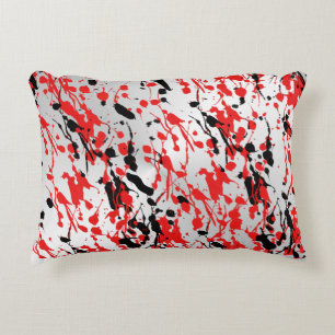 Black and Red Abstract Splash and Drip Accent Pillow