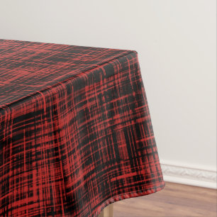 Black and Red Abstract Stripe Pattern Tablecloth