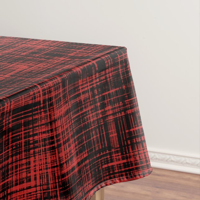 Black and Red Abstract Stripe Pattern Tablecloth (In Situ)
