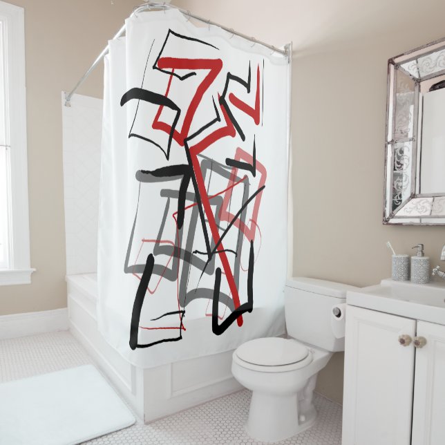 Black and red abstract striped (In Situ)