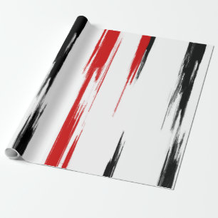 Black and red abstract striped wrapping paper