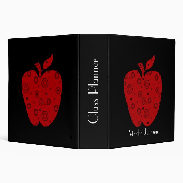 Black and Red Apple Teacher's Class Planner Binder (Background)