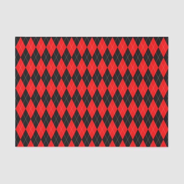 Black and Red Argyle Pattern Tissue Paper (Front)