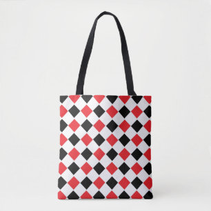 Black and Red Argyle Pattern     Tote Bag