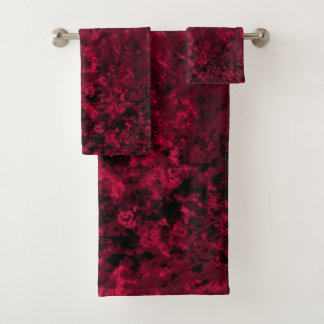 Black and Red Bath Towel Set