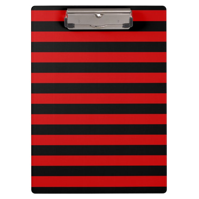 Black and Red Bold Stripes Pattern Clipboard (Front)