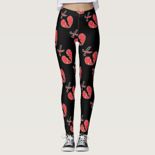 Black and Red broken heart Leggings
