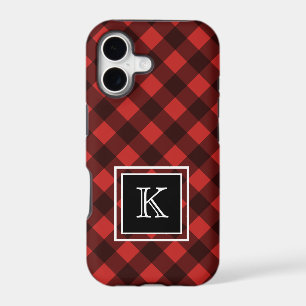 Black and Red Buffalo Check Custom Monogram