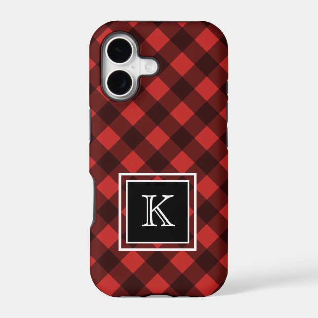 Black and Red Buffalo Check Custom Monogram (Back)