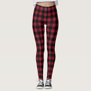 Black and Red Buffalo Check Leggings