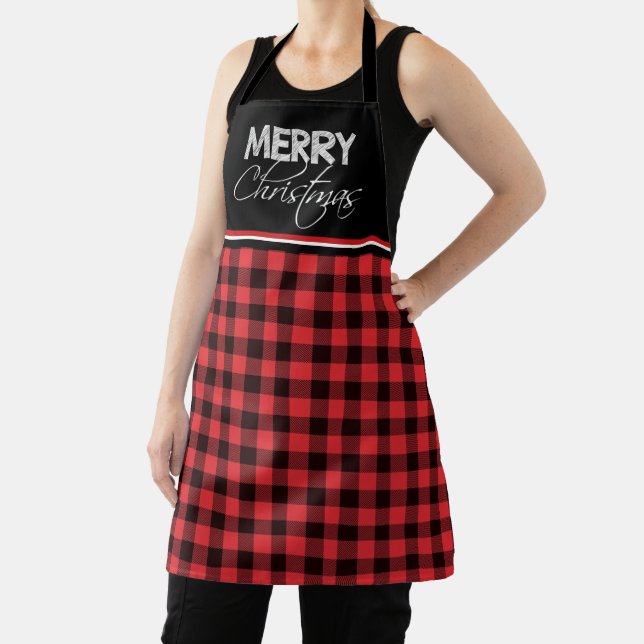Black and Red Buffalo Plaid  Apron (Insitu)