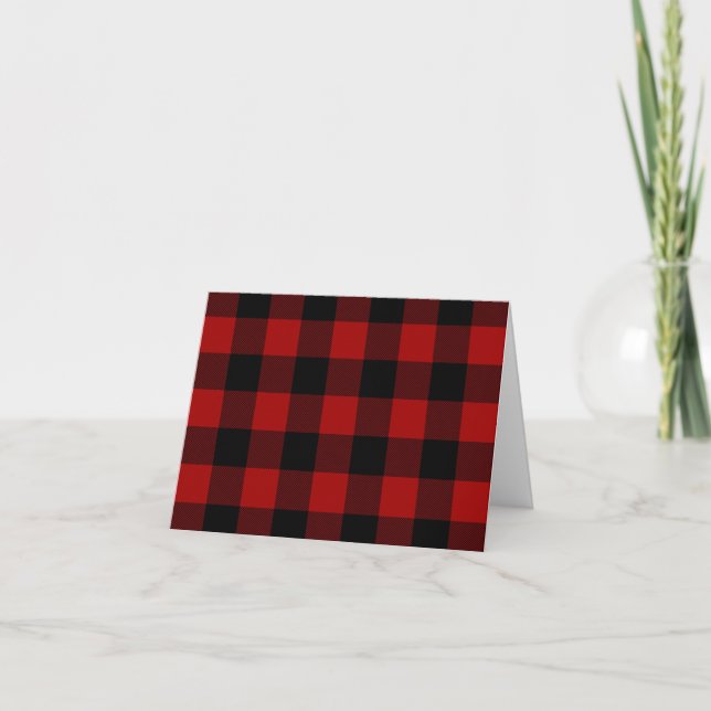Black and Red Buffalo Plaid  Card (Front)