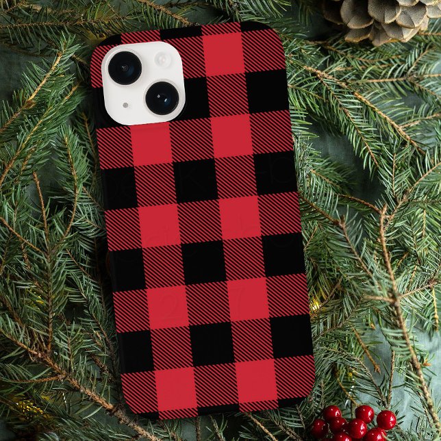 Black and Red Buffalo Plaid Check Pattern Case-Mate iPhone Case (Creator Uploaded)