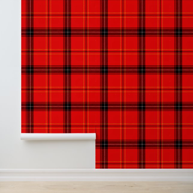 Black and Red Buffalo Plaid Checked Wallpaper (Application)