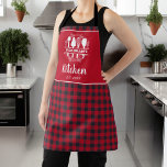 Black and Red Buffalo Plaid Kitchen Name Apron<br><div class="desc">Introducing our stylish Black and Red Buffalo Plaid Kitchen Name Apron, a must-have accessory for the modern chef. Made from high-quality materials, this apron combines classic buffalo plaid design with a personalized touch. Crafted for both style and functionality, the apron features a timeless black and red buffalo plaid pattern that...</div>