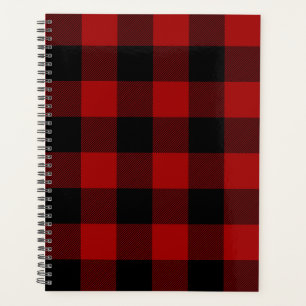 Black and Red Buffalo Plaid Planner