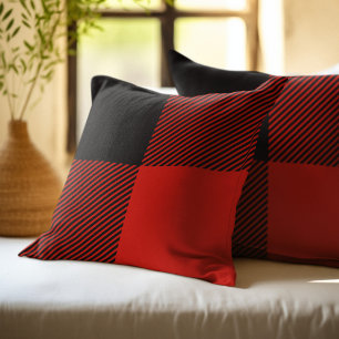 Black and Red Buffalo Plaid Throw Pillow